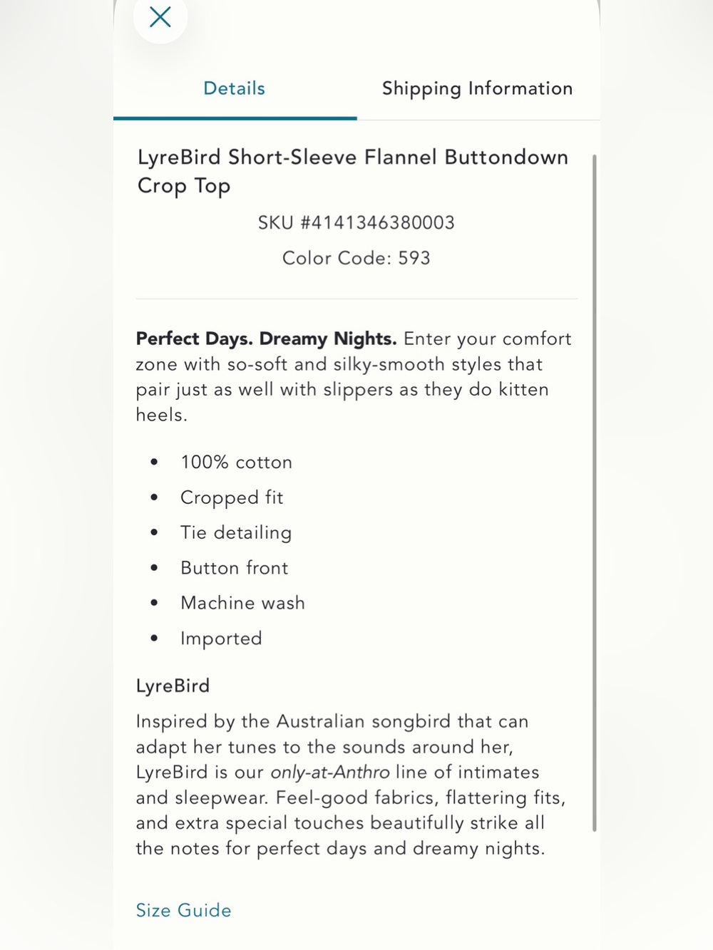 Lyrebird Short-Sleeve Flannel Button Down Crop top - Picture 4 of 7